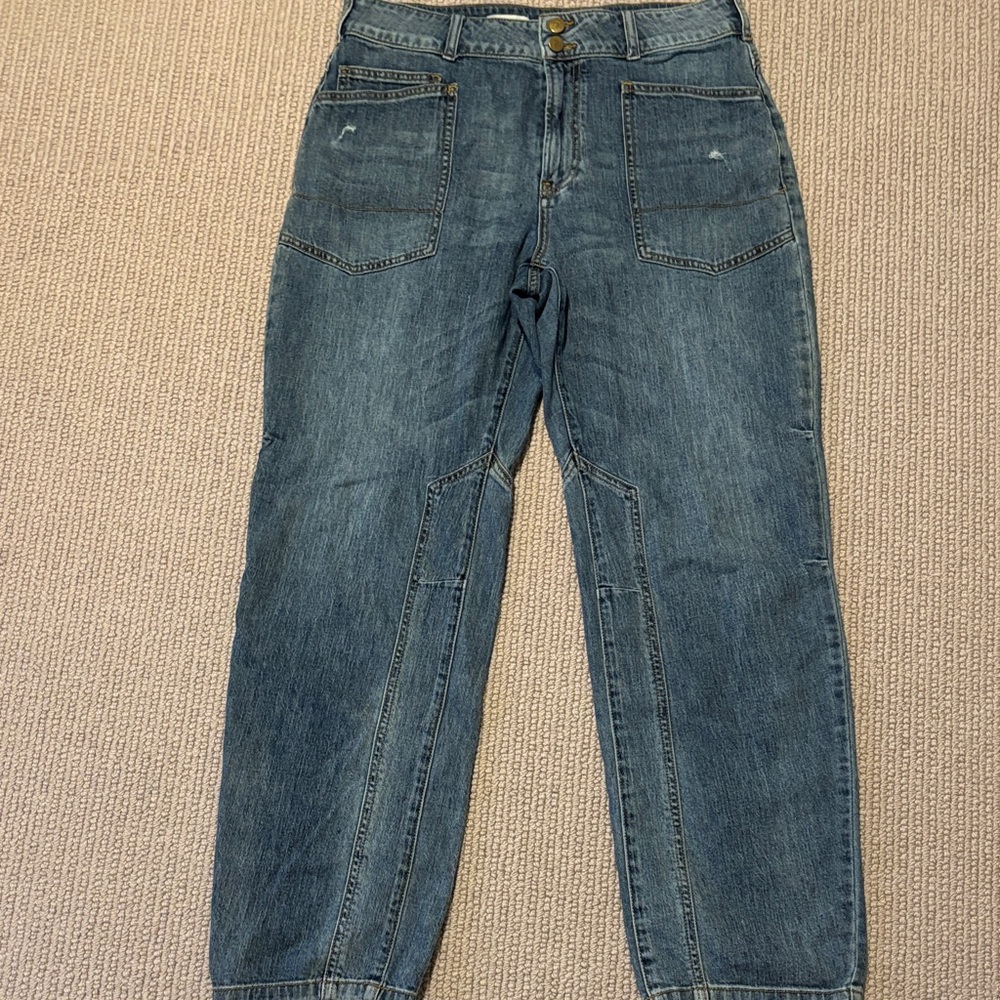 Pilcro Flare Wide Leg Jeans in Medium Blue Wash